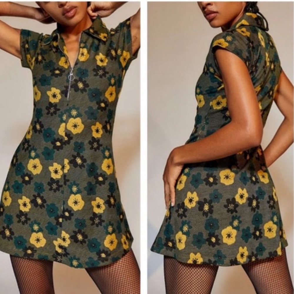 Urban Outfitters Arlo Zip-Up Mini Dress Floral Multi | Small